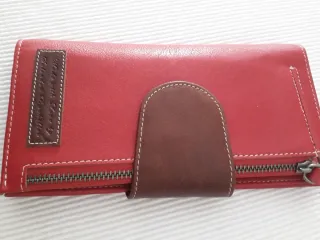 Billetero/Monedero de piel granate/rojo y marrón