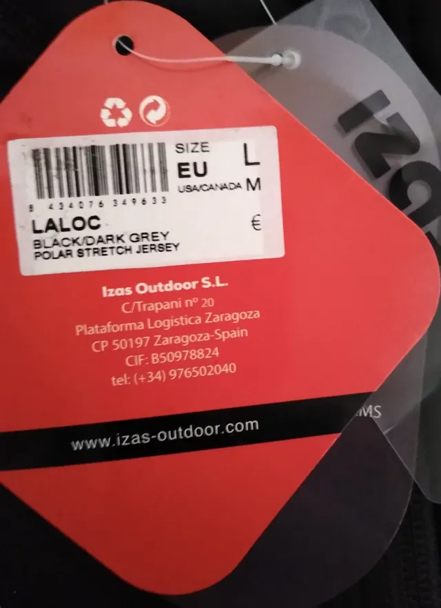 Talla L. Forro Polar Negro y Gris. Marca IZAS