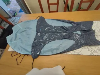 Chubasquero perro azul lunares plástico