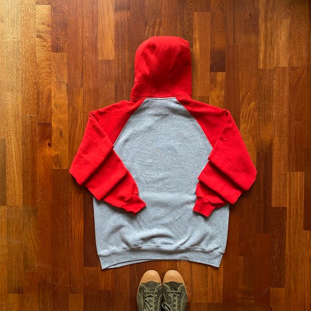 NUEVA Sudadera Russell Gris Roja Capucha Deportiva