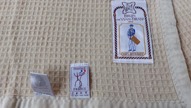 Manta de lana merino Brun de Vian-Tiran. 260cm x 2