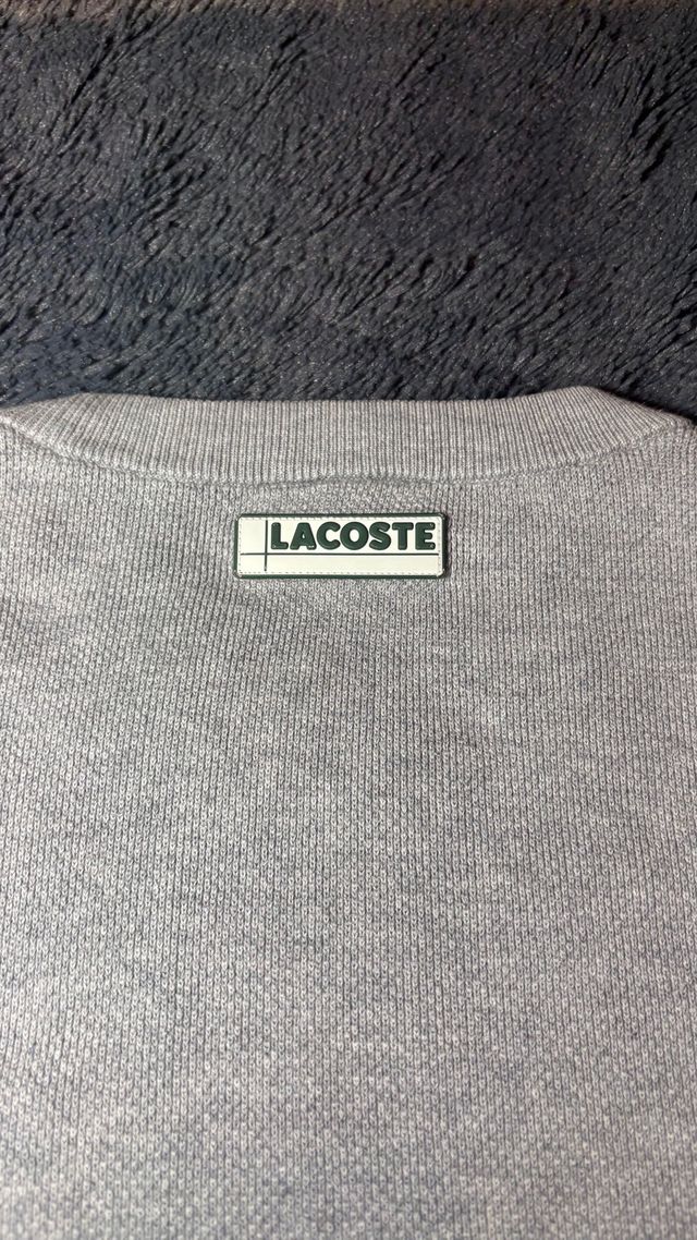 Jersey Lacoste Color Block Talla XL (Gris y Negro)