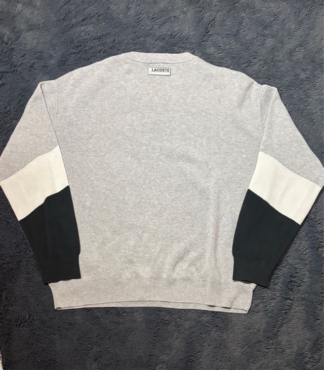 Jersey Lacoste Color Block Talla XL (Gris y Negro)