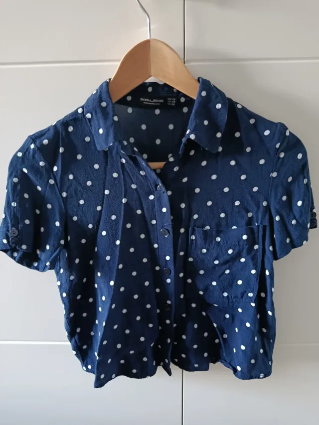 Camisa corta lunares Bershka XS