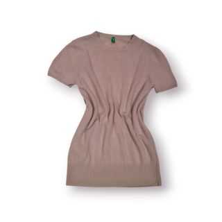 Camisola Benetton Lã & Angorá Bege Manga Curta