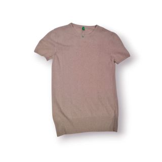 Camisola Benetton Lã & Angorá Bege Manga Curta