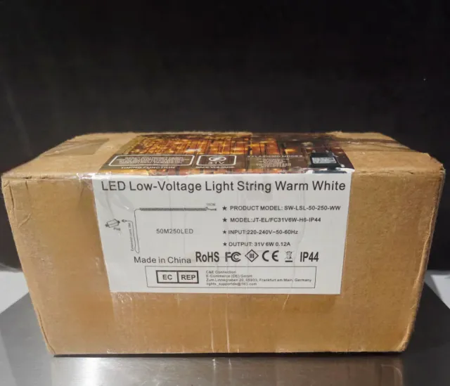 250 LED 50 m Blanco Cálido y enchufe TRANSFORMADOR