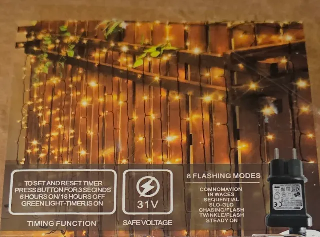 250 LED 50 m Blanco Cálido y enchufe TRANSFORMADOR