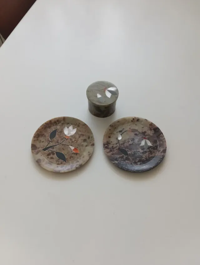 Juego de 3 piezas decorativas de mármol