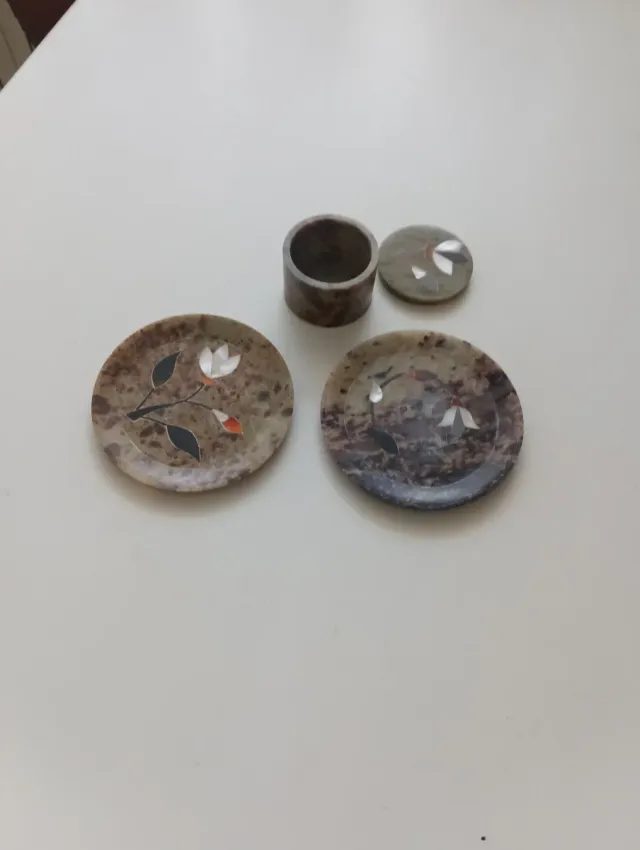 Juego de 3 piezas decorativas de mármol