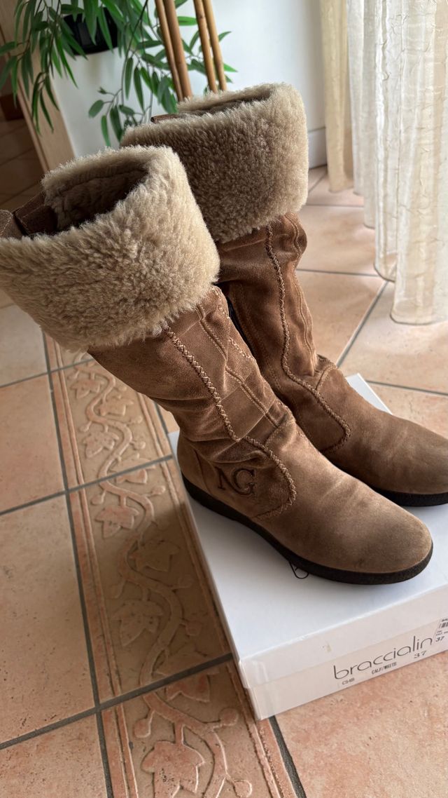 Stivali Nero Giardini donna pelliccia beige/marron