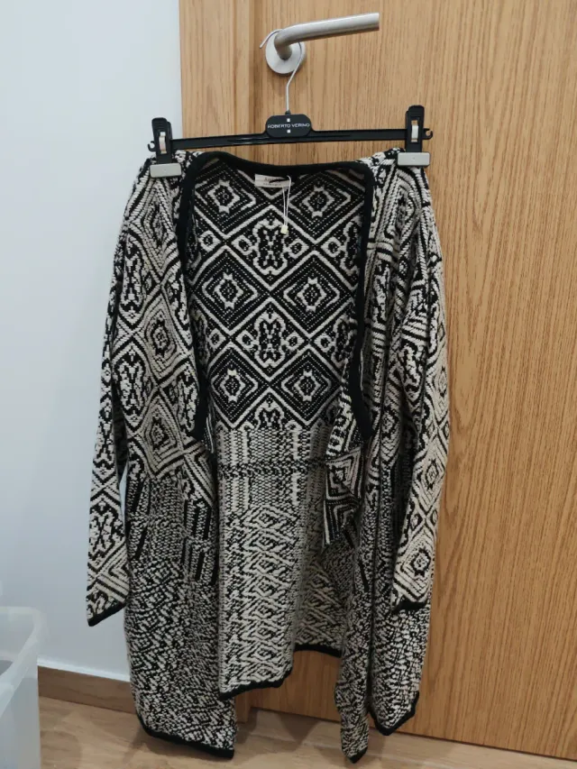 Chaqueta larga geométrica mujer talla única