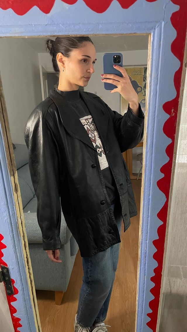 Chaqueta Piel Vintage Negra talla S