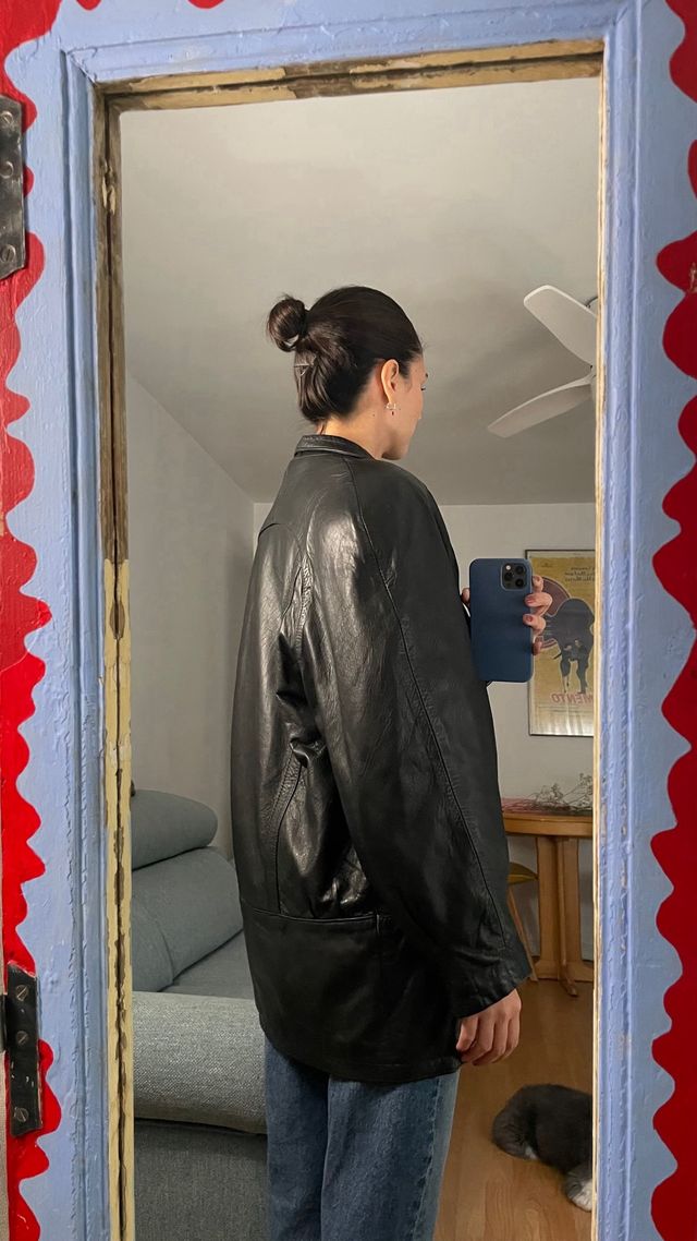 Chaqueta Piel Vintage Negra talla S