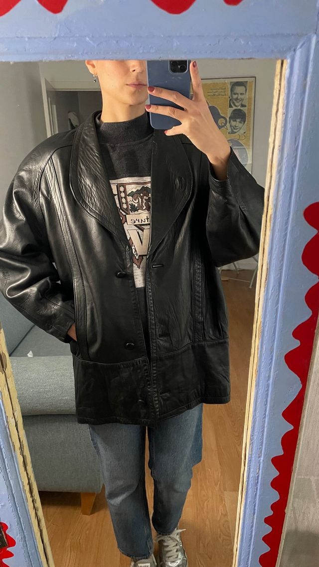 Chaqueta Piel Vintage Negra talla S