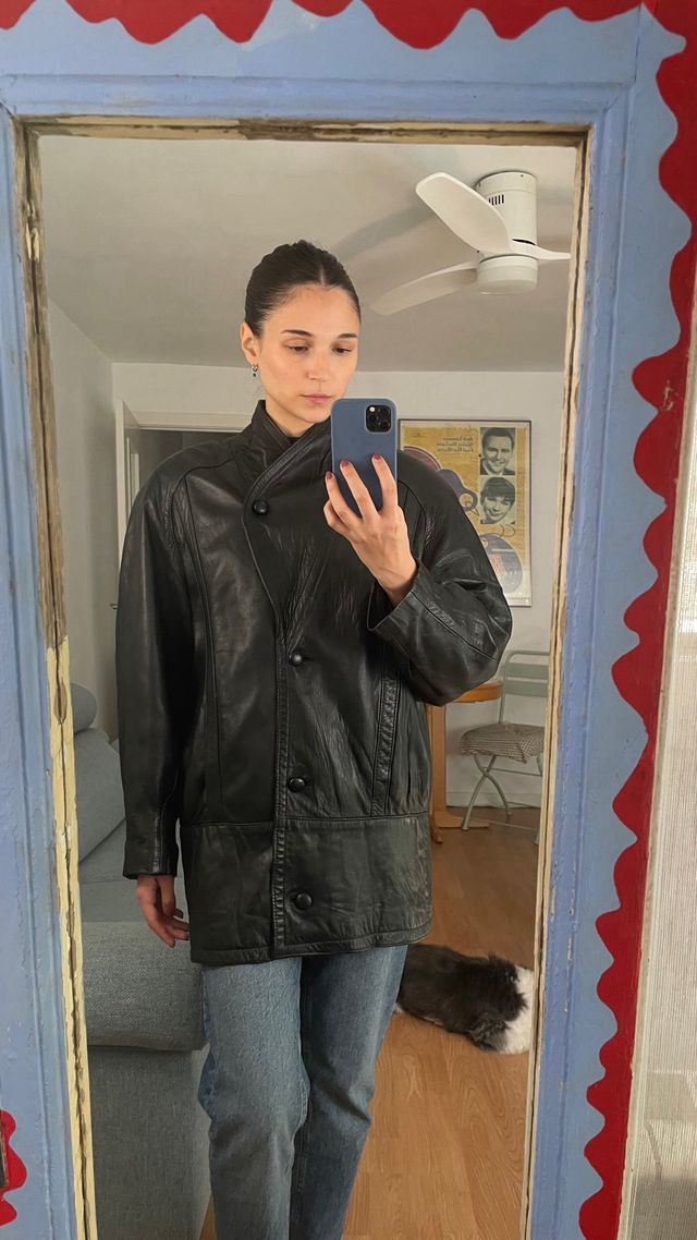 Chaqueta Piel Vintage Negra talla S