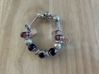 Pulsera Pandora Plata con Abalorios Morados