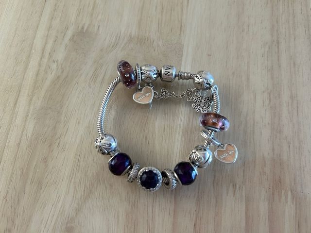 Pulsera Pandora Plata con Abalorios Morados