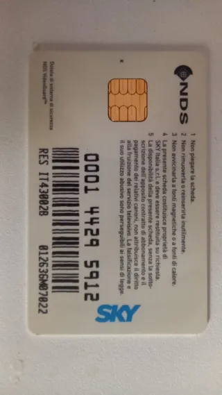 Scheda prepagata Sky scaduta serie 0001