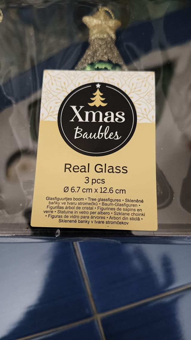 Palline Natale Vetro Glitter Oro/Verde