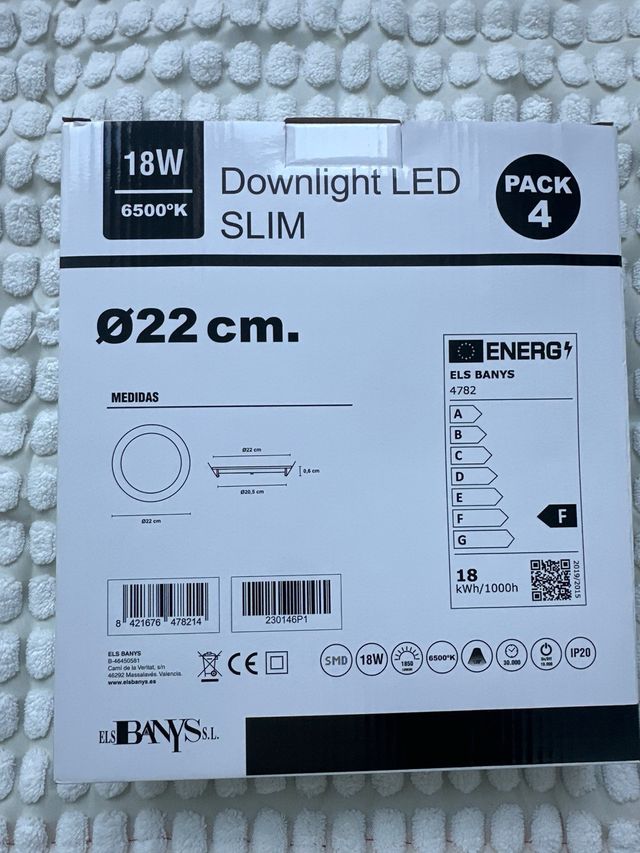 4 Focos LED Empotrables 18W 6500K