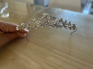 Diadema Novia Perlas y Brillos