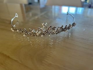 Diadema Novia Perlas y Brillos