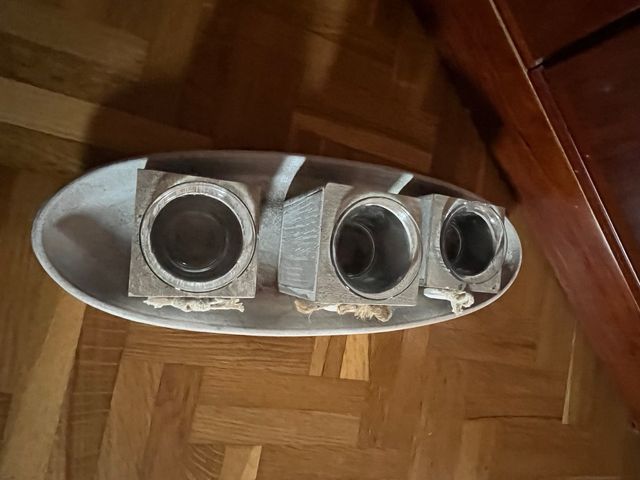 Centro de mesa decorativo madera y cristal