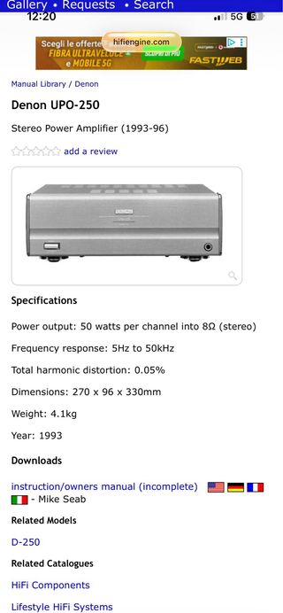preamplificatore e finale Denon