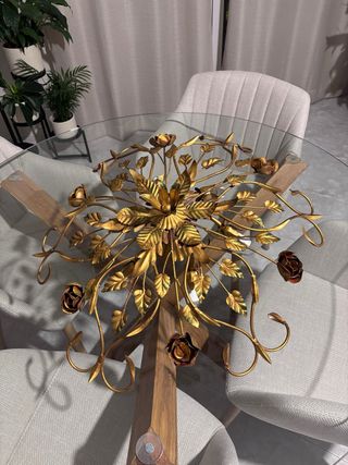 Lampadario floreale oro e verde