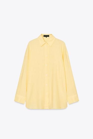 Camisa oversize lino amarilla talla XXL