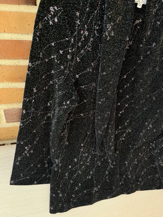 Top brillante negro plateado talla XL