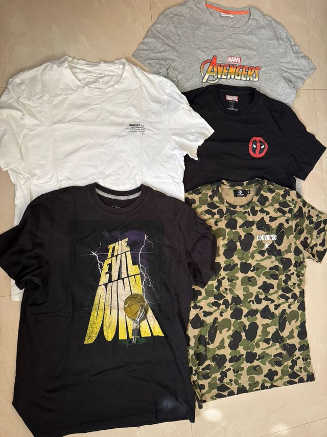 Pack Camisetas Hombre Guess, Marvel, Converse