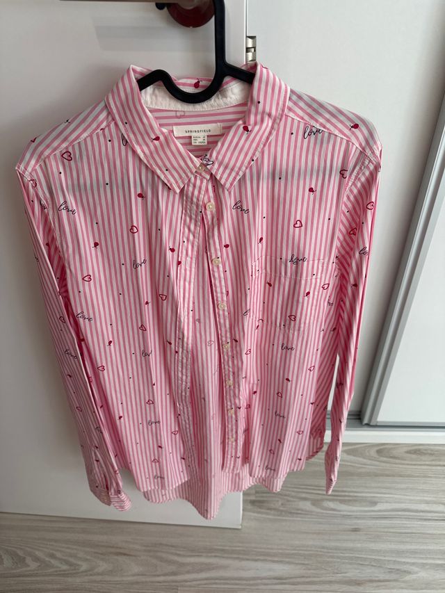 Blusa Springfield Rayas Rosas Corazones Talla M