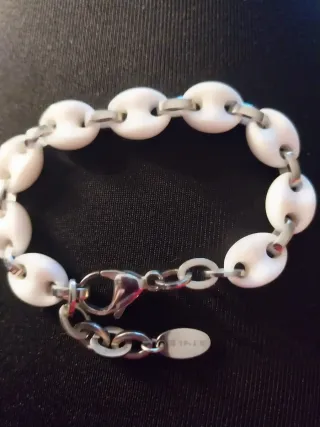 Pulsera Lotus Cerámica Blanca y Acero