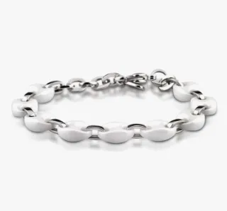Pulsera Lotus Cerámica Blanca y Acero