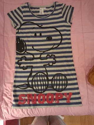 Camisola Snoopy Rayas Azul y Gris