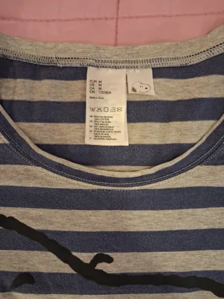 Camisola Snoopy Rayas Azul y Gris