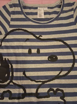 Camisola Snoopy Rayas Azul y Gris