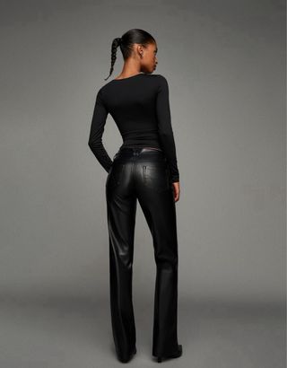 Pantalones negros efecto piel - 38 - Sin estrenar