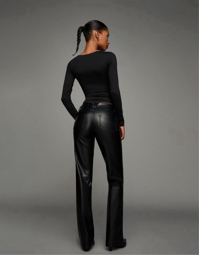 Pantalones negros efecto piel - 38 - Sin estrenar