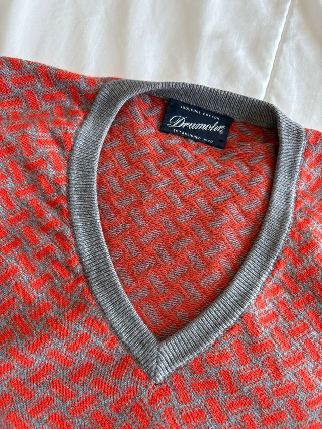 Maglione Drumohr Uomo Cotone Arancione Grigio