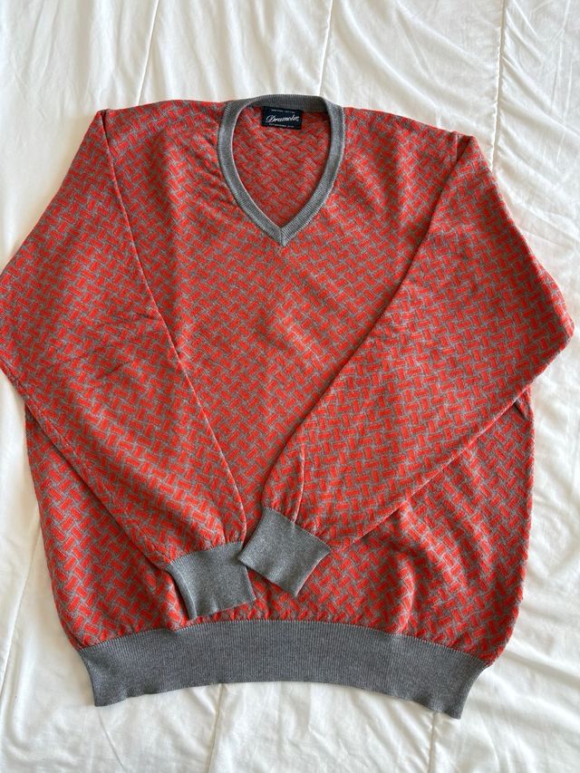 Maglione Drumohr Uomo Cotone Arancione Grigio