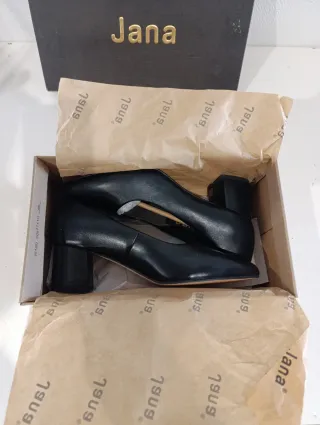 Zapatos Jana Negros Tacón Bloque