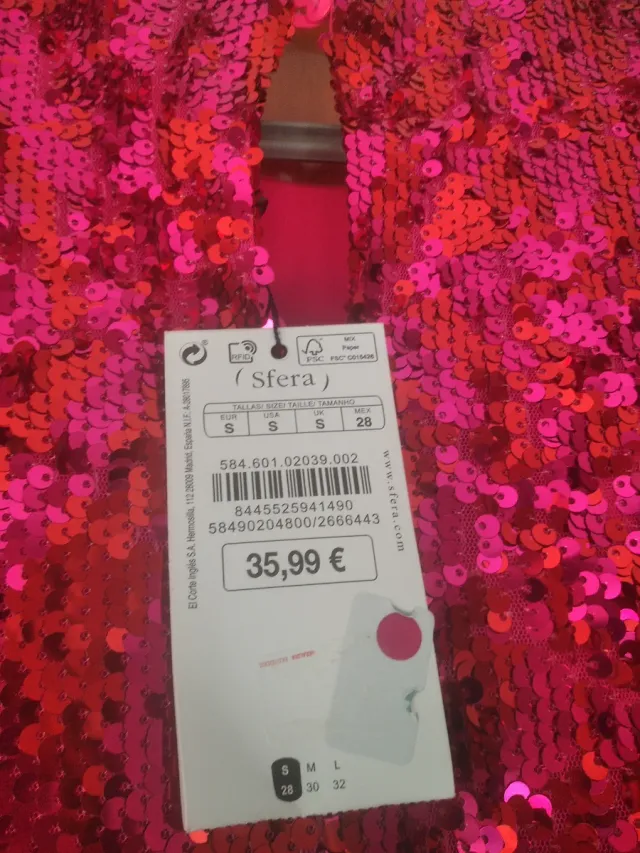 Casaca Sfera fiesta lentejuelas rosa/rojo Talla M