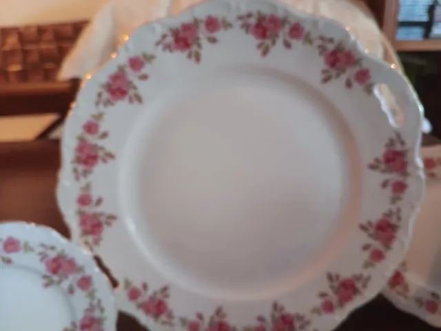 Bandeja y platos postre Bavaria porcelana rosas