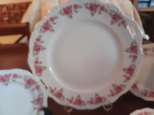 Bandeja y platos postre Bavaria porcelana rosas