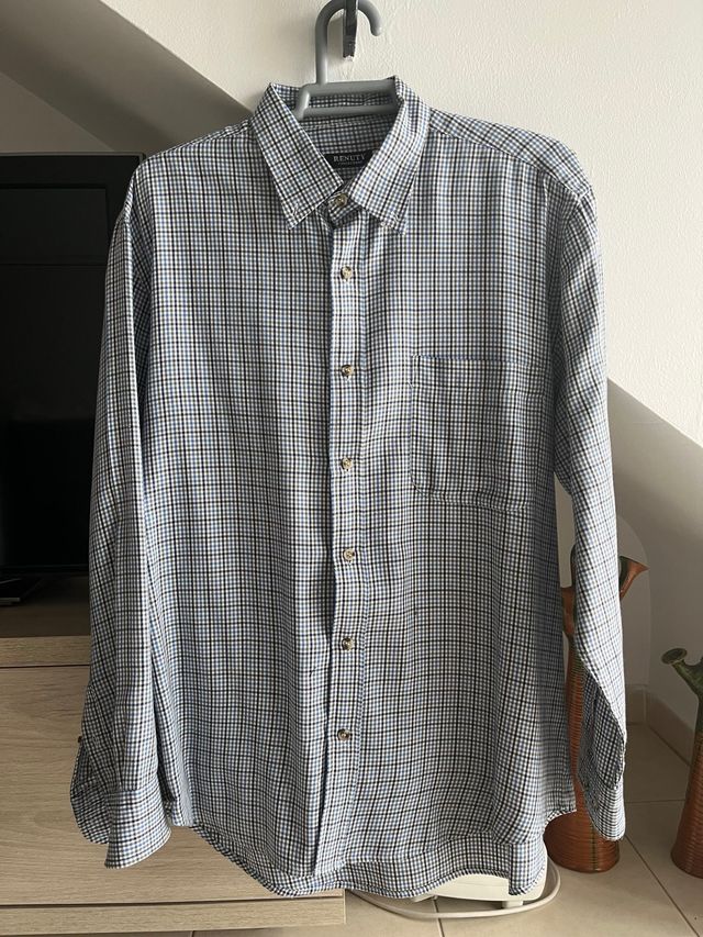 Camisa cuadros azul y gris