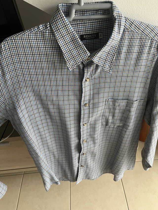 Camisa cuadros azul y gris