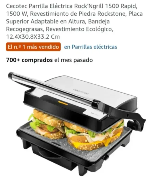 Cecotec Rock'Ngrill 1500 Rapid Parrilla Eléctrica